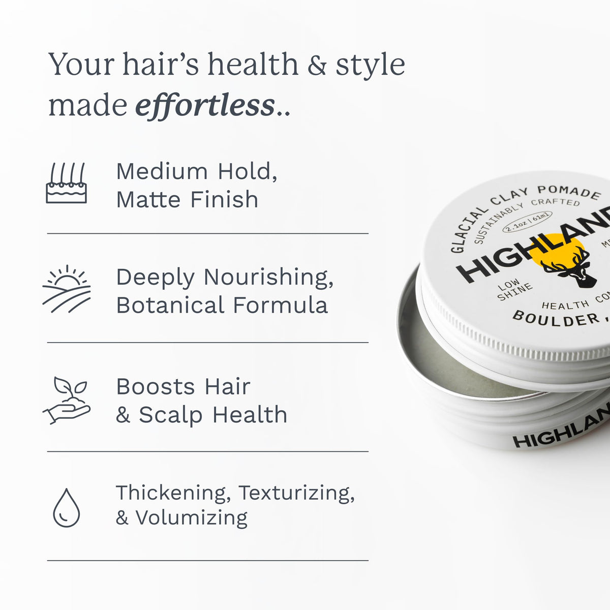 Order Highland Glacial Hair Clay Pomade online in India for effortless styling and nourishing formula.