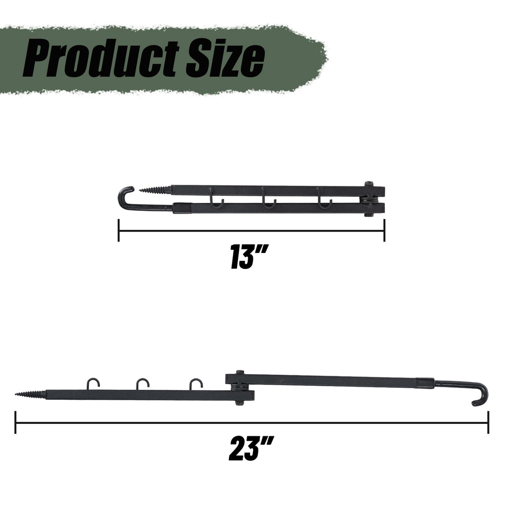 Highwild Tree Stand Bow Hanger with precise size details, emphasizing high-quality material. Available at Curat Cart.