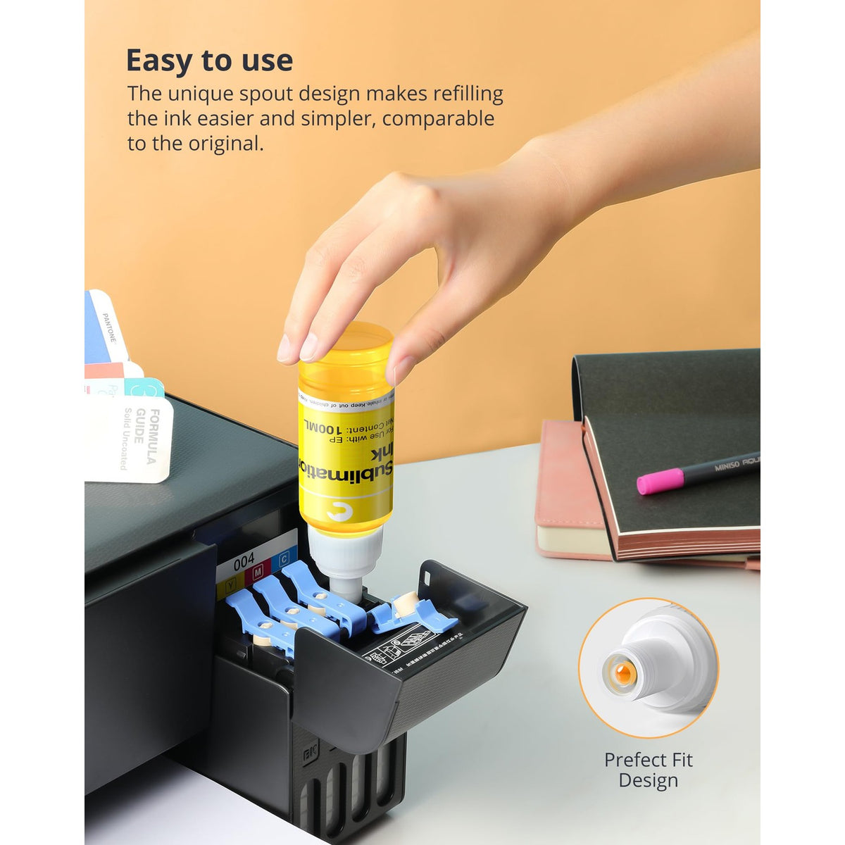 Hiipoo Sublimation Ink for Printers offers a unique spout design for easy refilling. 100% Authentic, available at Curat Cart in India.