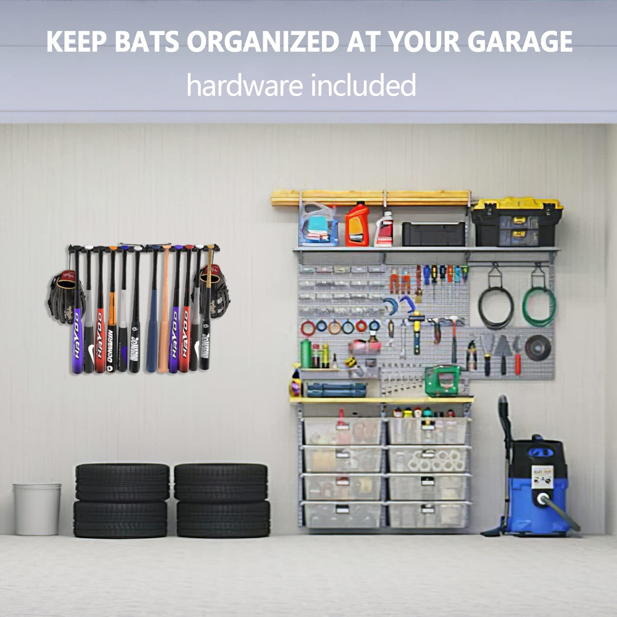 Discover the Hikeen Baseball Bat Rack Organizer, specially curated by Curat Cart, to keep your garage tidy and stylish.