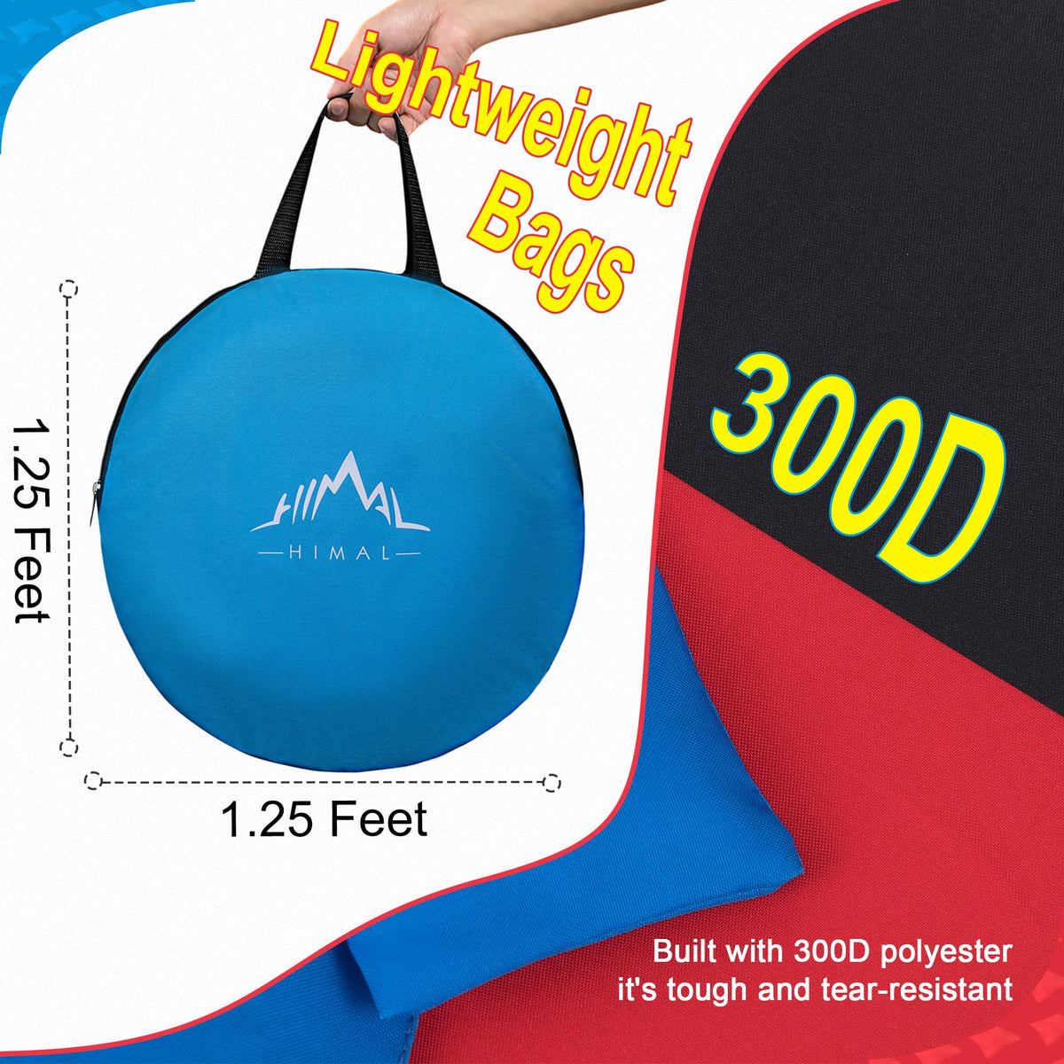Premium imported Himal Outdoors Cornhole Board Set featuring lightweight, durable bags made with 300D polyester at Curat Cart.