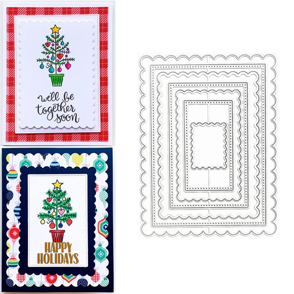 Premium imported hinana Rectangle Frame Metal Die Cuts featuring festive designs, ideal for all occasions. Available at Curat Cart.