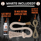 Discover the HODAG HempScent Rope Mock Scrape, featuring a 4 oz bottle and 10 feet of paracord, perfect for outdoor enthusiasts. Shop at Curat Cart.