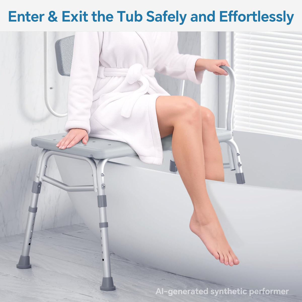 HOMLAND Tub Transfer Bench enables safe and easy entry and exit from the tub, 100% Authentic, Available in India at Curat Cart.