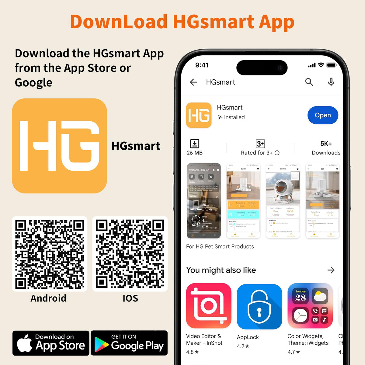 Discover the HGsmart app for the HoneyGuaridan Automatic Cat Feeder. 100% Authentic and available at Curat Cart in India.