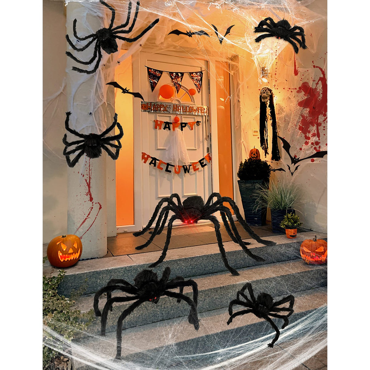 Transform your space with the HOPOCO Halloween Plush Spider Set, a premium import perfect for festive decorations. Available at Curat Cart.