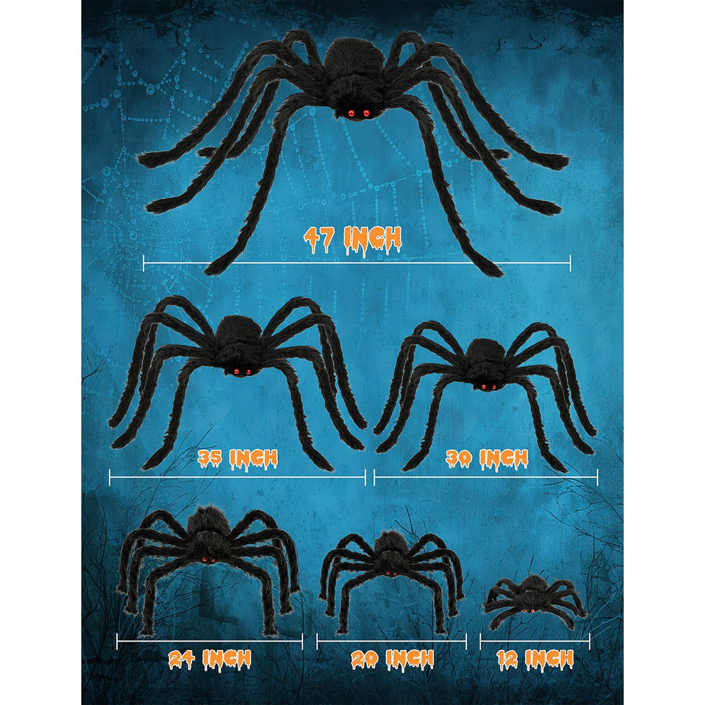 Discover the HOPOCO Halloween Plush Spider Set, featuring 47, 35, 30, 24, and 18-inch spiders. 100% Authentic, available at Curat Cart in India.