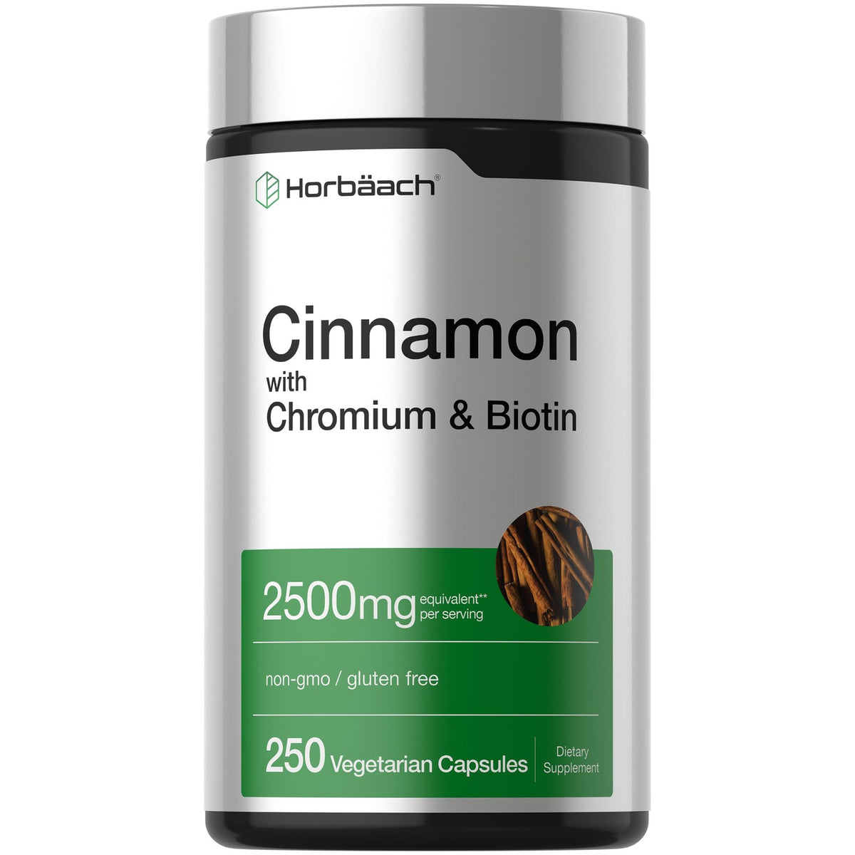 Horbäach Cinnamon with Chromium & Biotin offers 250 vegetarian capsules, a premium imported supplement available at Curat Cart.
