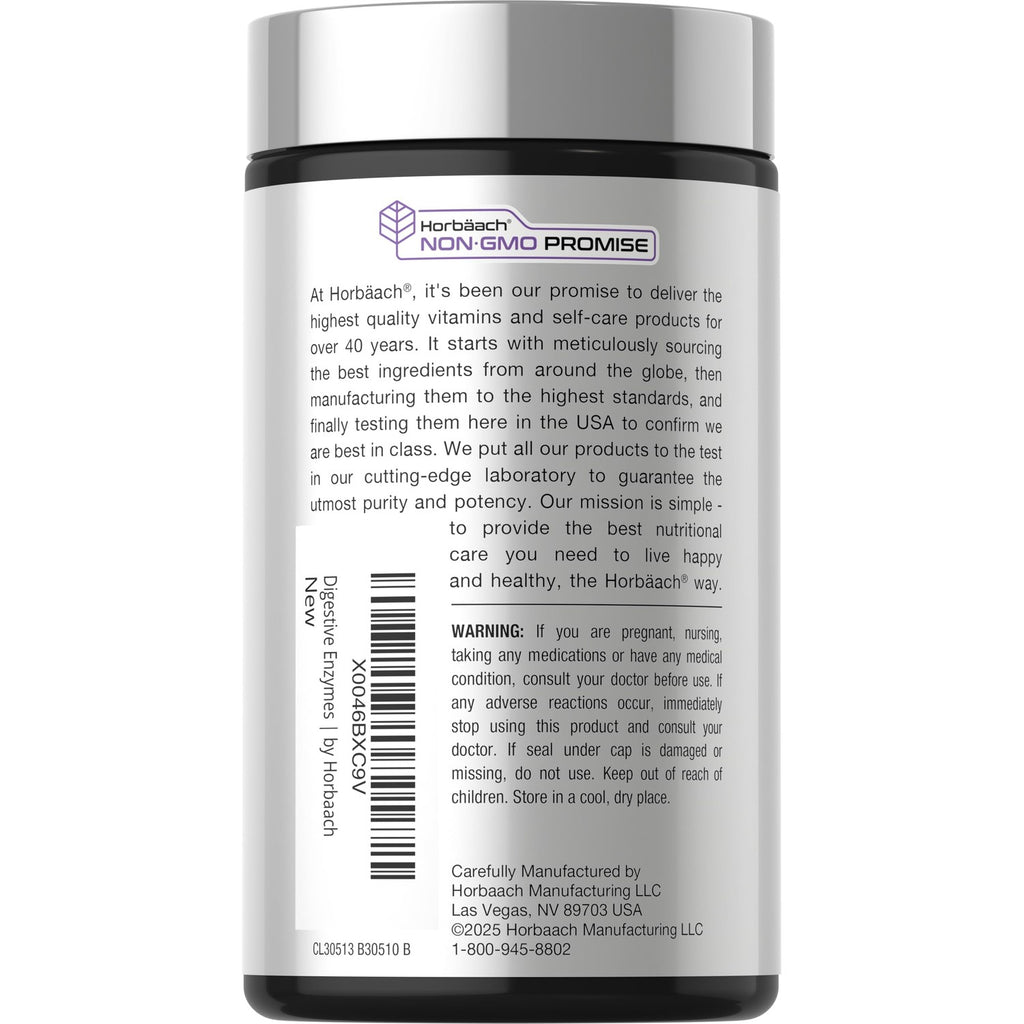 Horbäach Essential Digestive Enzymes in official packaging, ensuring high-quality ingredients for digestive health, available at Curat Cart.