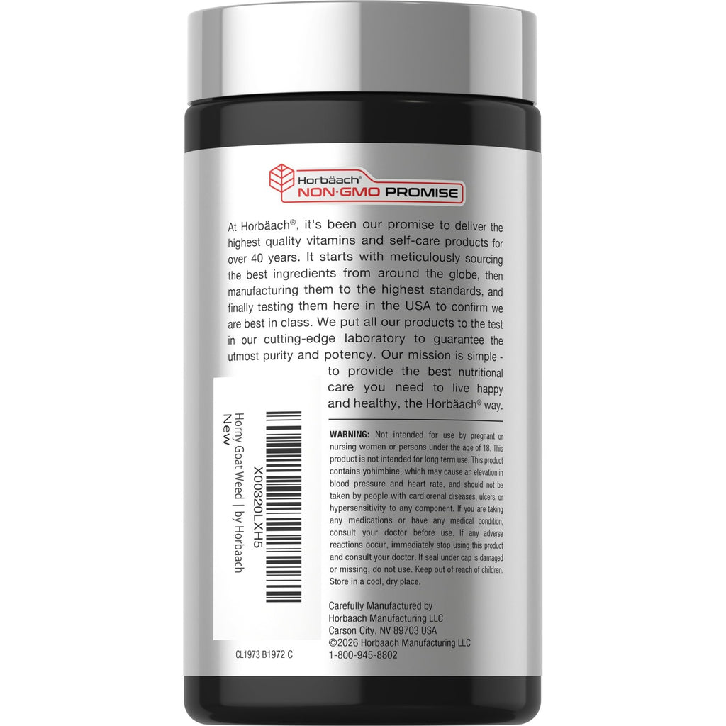 Horbäach Horny Goat Weed Complex in high-quality packaging, ensuring optimal potency. Available at Curat Cart for your wellness needs.