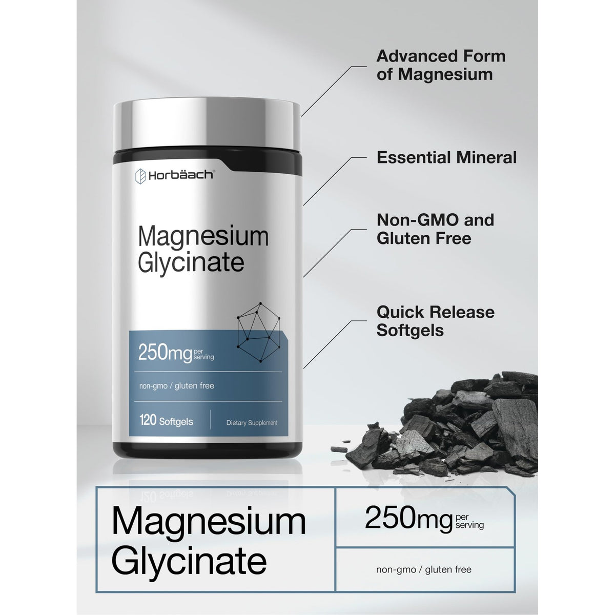 Discover Horbäach Magnesium Glycinate, an exclusive supplement from Curat Cart, offering essential minerals in quick-release softgels.