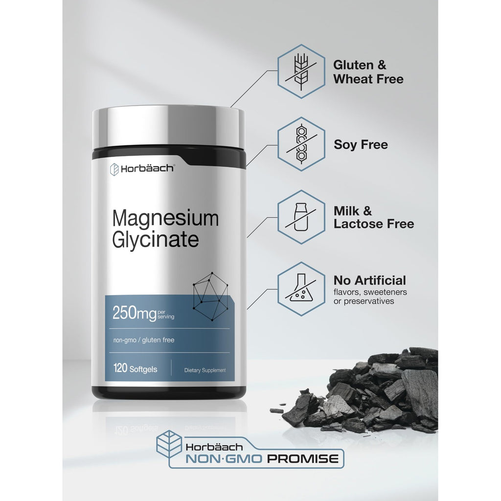 Horbäach Magnesium Glycinate 250mg offers a gluten-free, non-GMO formula. Perfect for daily use, available at Curat Cart.