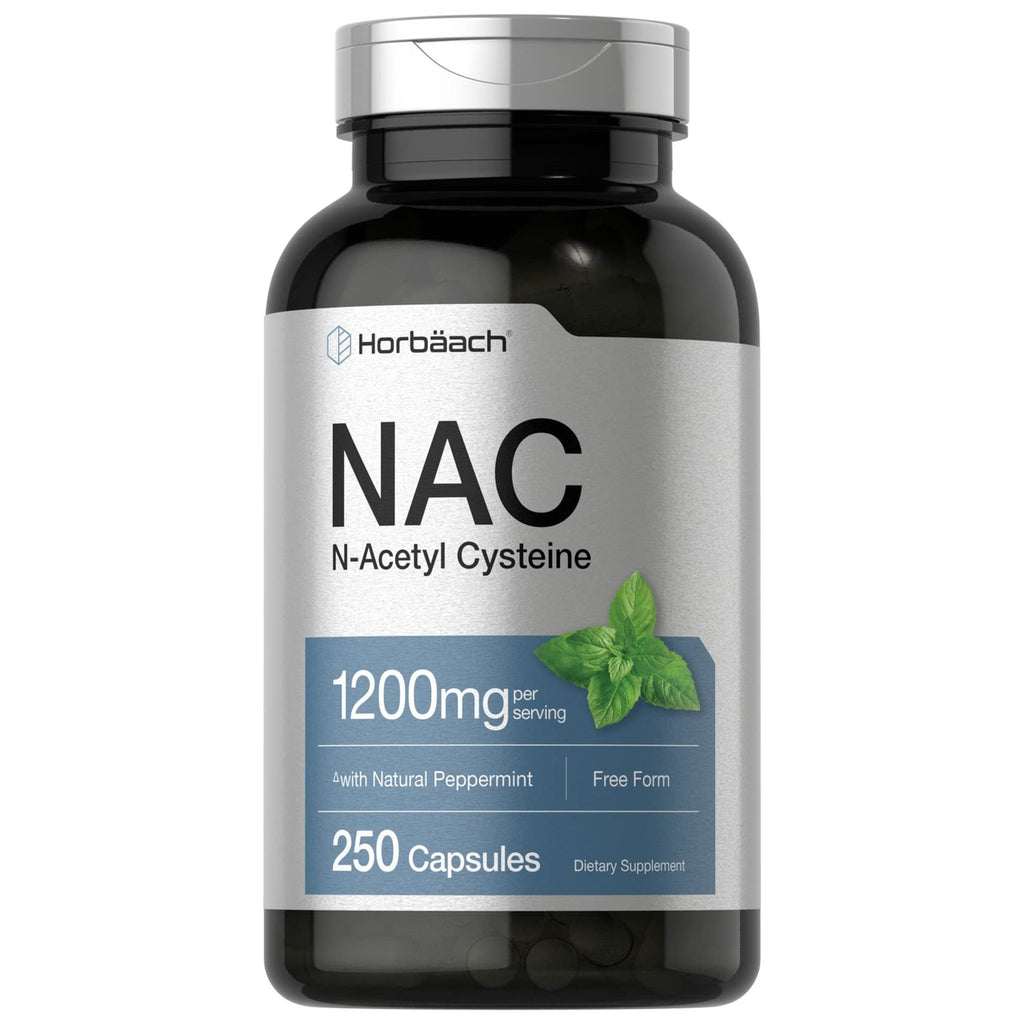 Horbäach NAC N-Acetyl Cysteine Supplement, premium import with 1200mg per serving, available at Curat Cart.