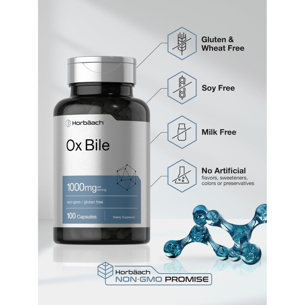 Horbäach Ox Bile Supplement offers 100 capsules, gluten-free and ideal for daily digestive support. Upgrade your routine at Curat Cart.