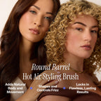 Hot Tools Pro Artist hot air styling brush features a round barrel for effortless styling, adding body, movement, and frizz control.