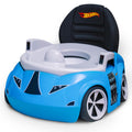 Authentic Hot Wheels blue race car potty training seat designed for fun, featuring a sleek car design for toddlers.