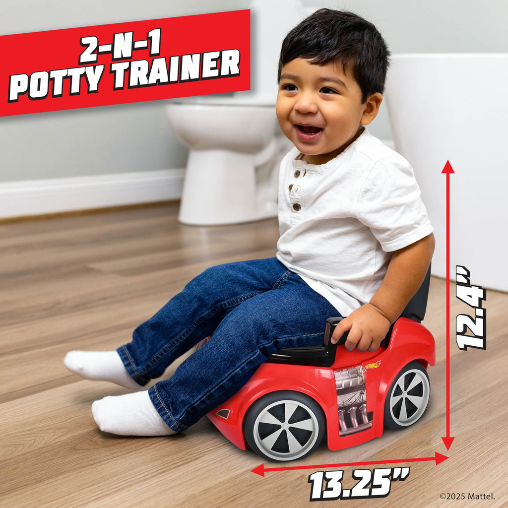 Delight your child with this Hot Wheels™ race car potty trainer, a global favorite for fun potty training. Imported and durable.