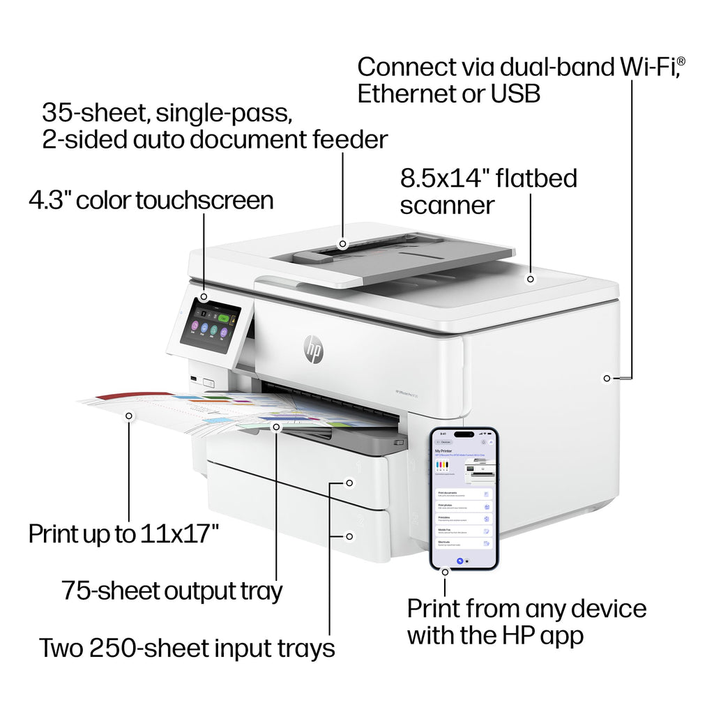 HP OfficeJet Pro All-in-One Printer offers efficient printing and scanning, perfect for daily use. Available at Curat Cart.