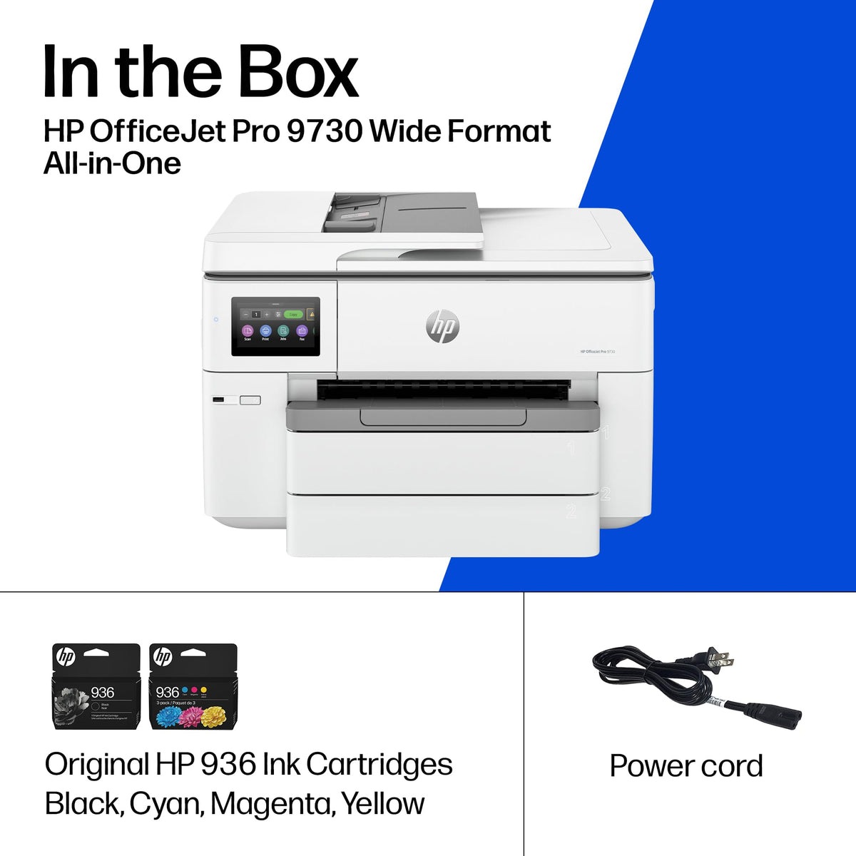 Discover the HP OfficeJet Pro All-in-One Printer, exclusively available at Curat Cart, complete with original ink cartridges and power cord.