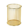 Stylish gold metal pen holder, a premium import from Curat Cart, perfect for upscale desk organization. Elevate your workspace today.