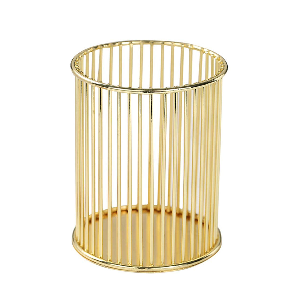 Stylish gold metal pen holder, a premium import from Curat Cart, perfect for upscale desk organization. Elevate your workspace today.