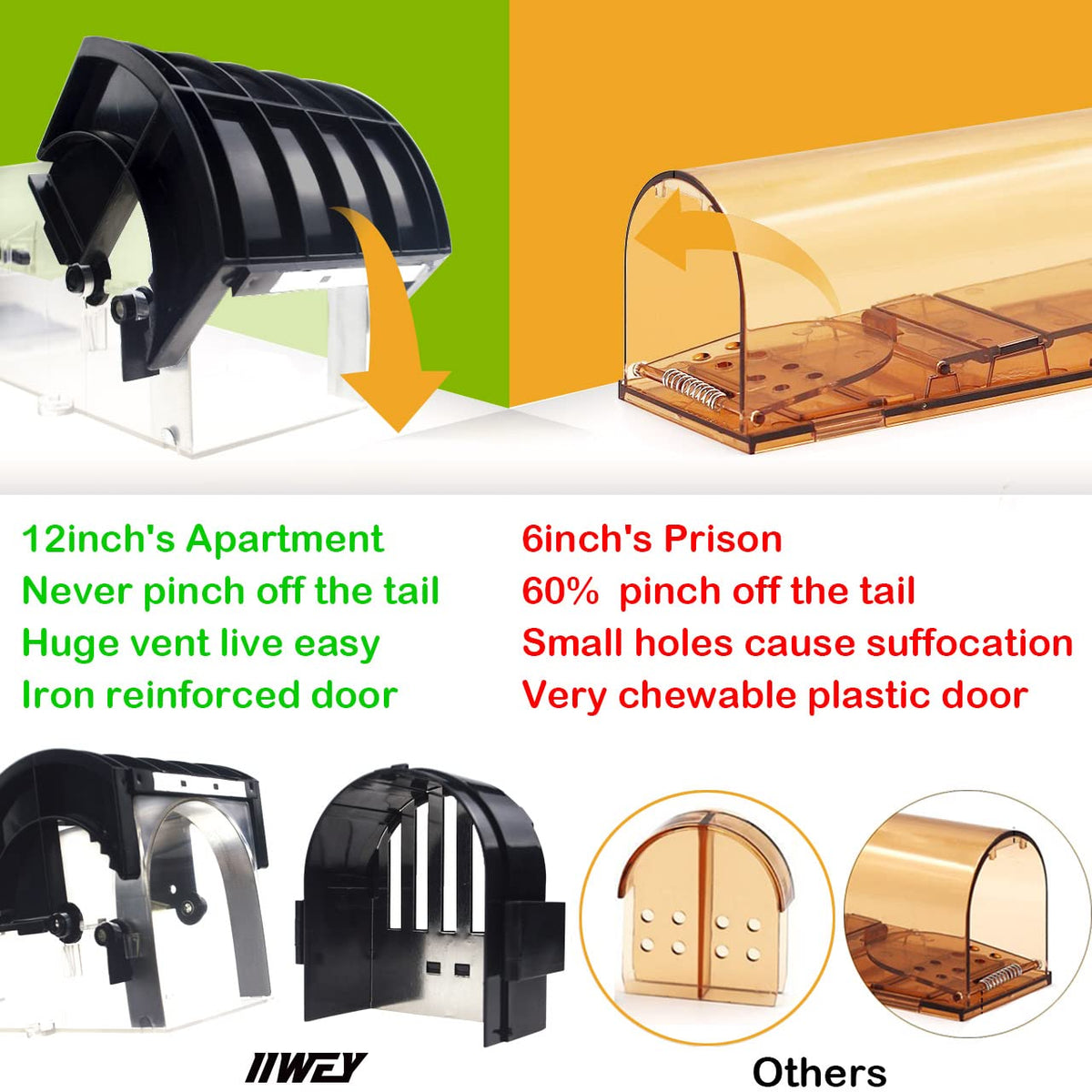 Humane mouse traps with reinforced doors and ventilation, specially curated by Curat Cart for effective pest control solutions.
