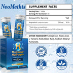 Hydrogen Water Tablets in official packaging by NeoMethis, featuring high-quality design and supplement facts. Available at Curat Cart.