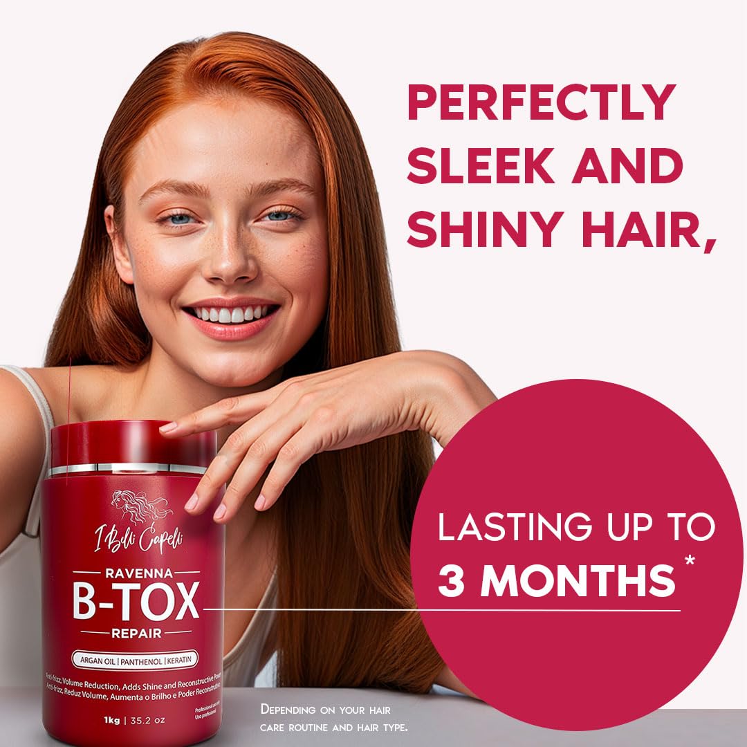 I Belli Capelli Ravenna Hair B-tox Treat in original packaging, promotes sleek, shiny hair lasting up to 3 months.