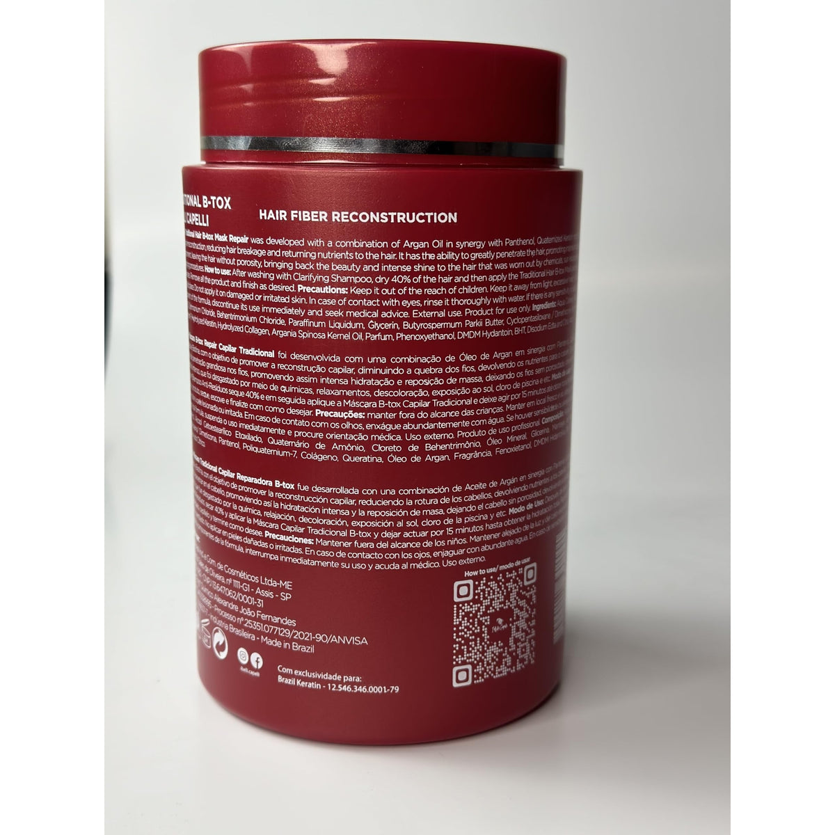 I Belli Capelli Ravenna Hair B-tox Treatment in a red jar, offering hair reconstruction with premium ingredients.