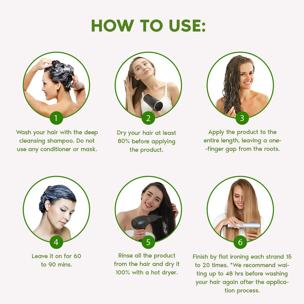 Premium imported I Belli Capelli Ravenna Hair B-tox Treat offers step-by-step instructions for revitalizing your hair.