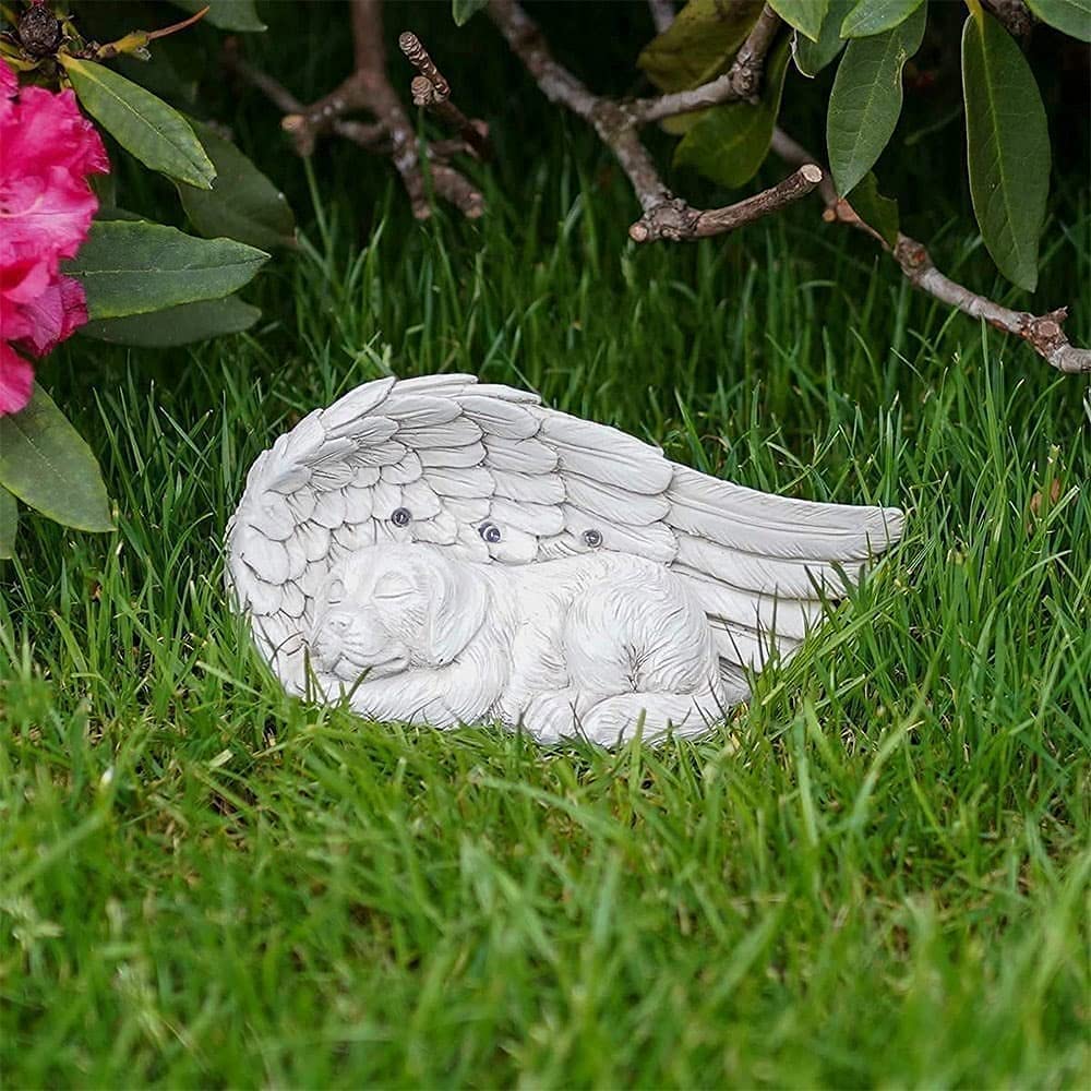 Elegant iHeartDogs Guardian Angel Solar Light with premium finish, perfect for enhancing garden aesthetics. Available at Curat Cart.
