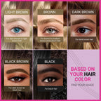 iMethod Eyebrow Pen shade guide showcasing options: light brown, brown, dark brown, black brown, and black for diverse hair colors.