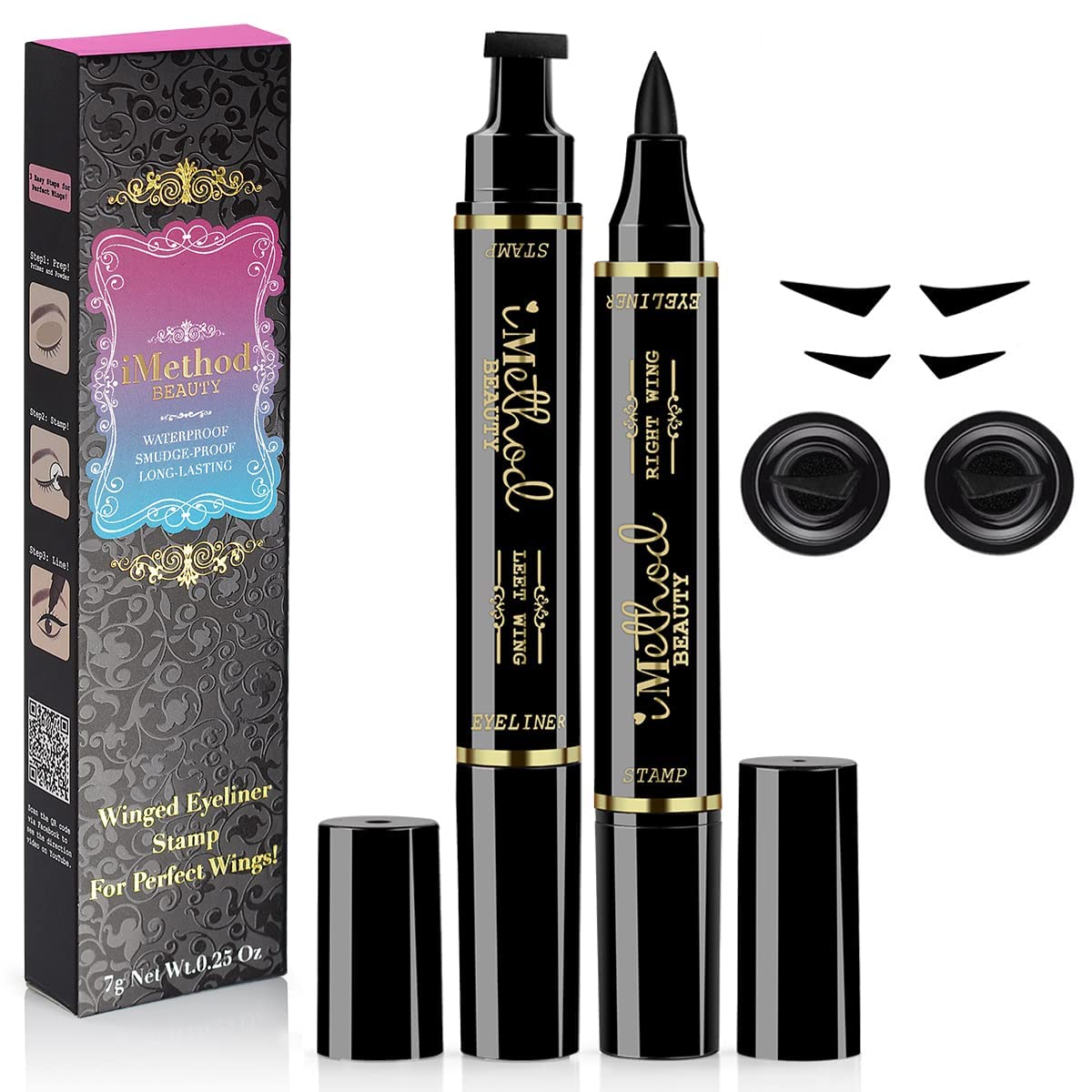 iMethod Winged Eyeliner Stamp in water-resistant formula, perfect for precise wings. Verified by CuratCart for quality assurance.