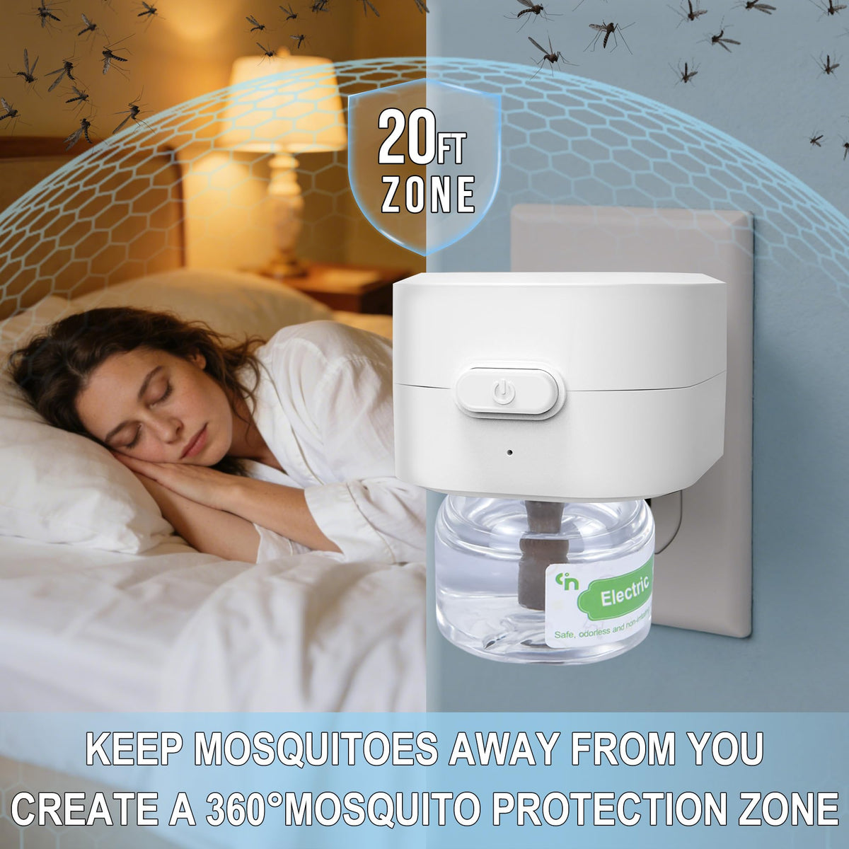 Indoor Mosquito Repellent Device creating a 360° protection zone, ensuring a mosquito-free sleep. 100% Authentic, available at Curat Cart.