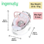 Discover the Ingenuity Soothing Baby Bouncer in official packaging, designed for comfort and style at Curat Cart. Ideal for babies up to 6 months.