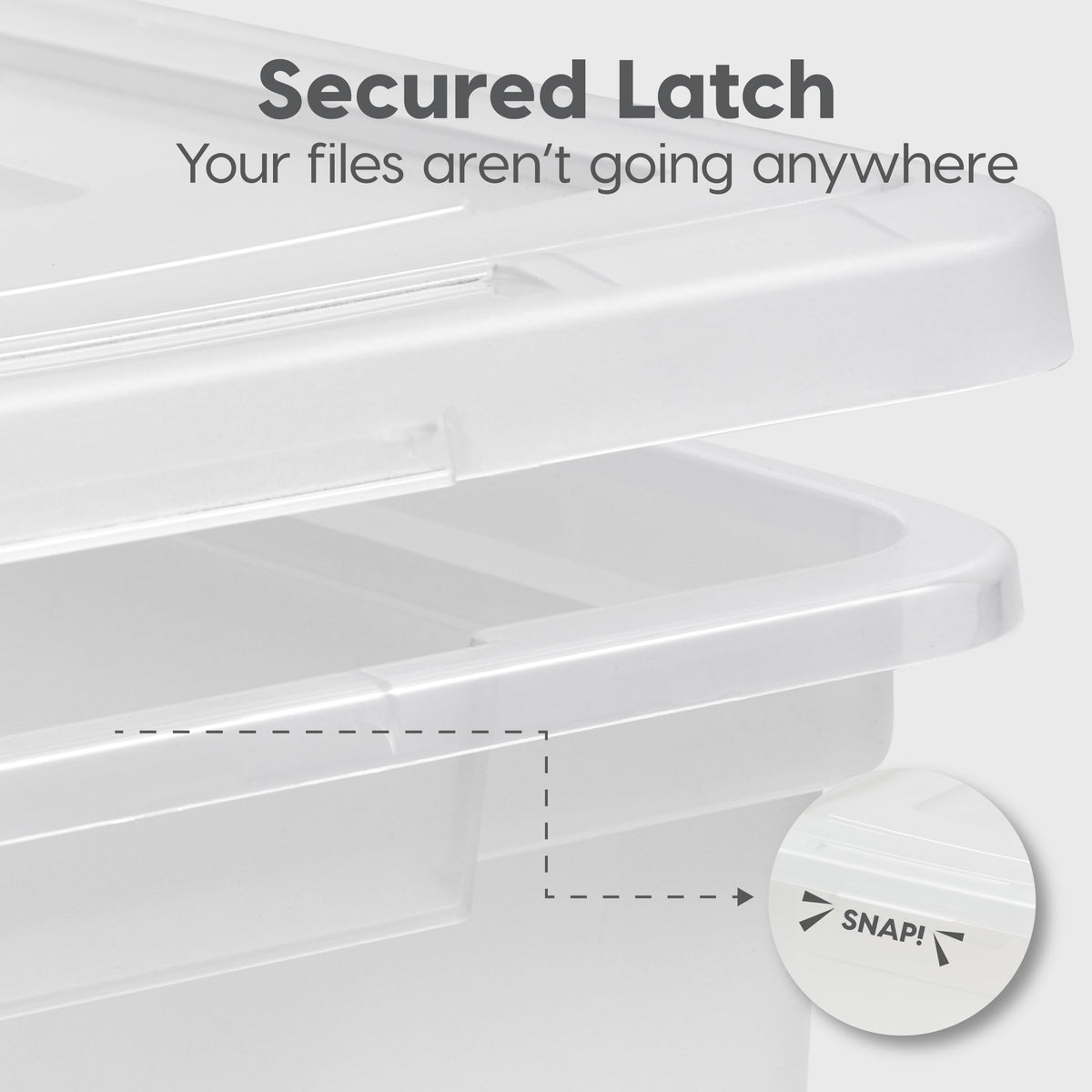 Experience the premium IRIS USA File Box Storage with a secure latch ensuring your files stay safe. Available at Curat Cart.