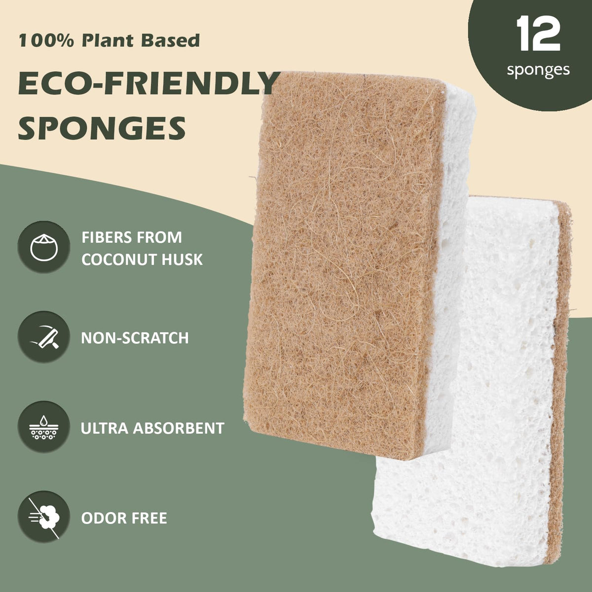 Discover Isshah Plant-Based Kitchen Sponges, 100% authentic, eco-friendly, ultra-absorbent, available at Curat Cart in India.