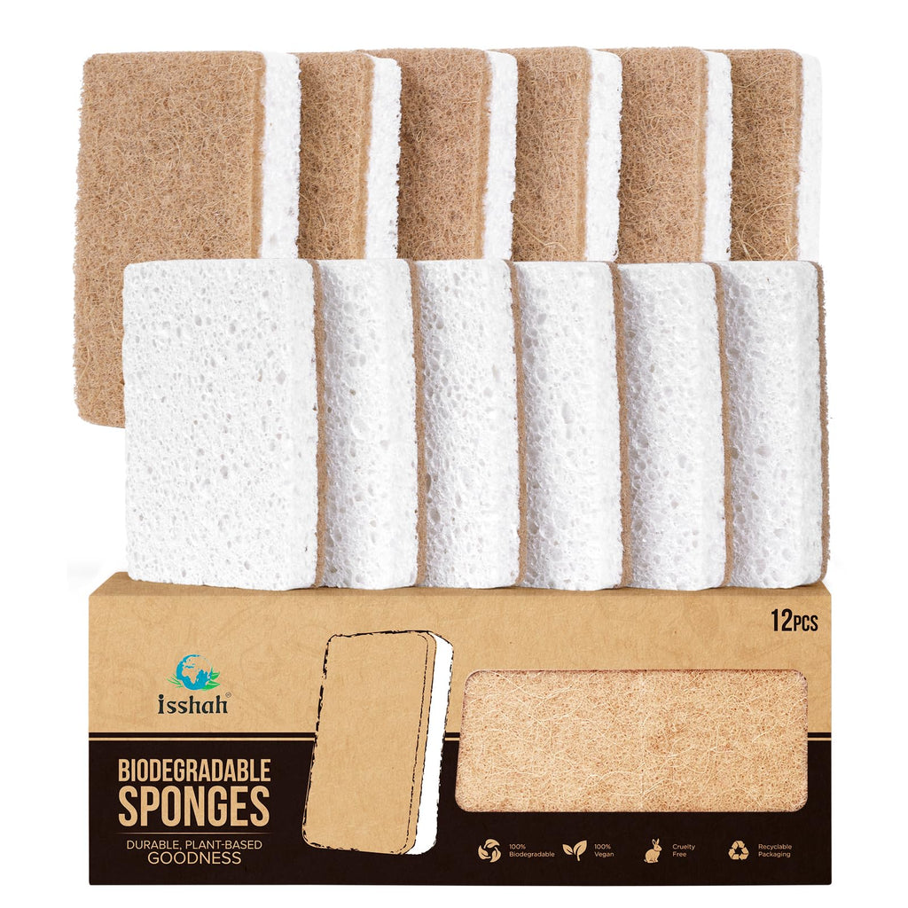 Premium imported Isshah Plant-Based Kitchen Sponges, eco-friendly, biodegradable, perfect for sustainable cleaning. Available at Curat Cart.