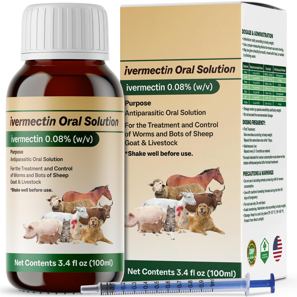 Premium imported Ivermectin Liquid for sheep and goats, effectively treating worms and bots. Available at Curat Cart.