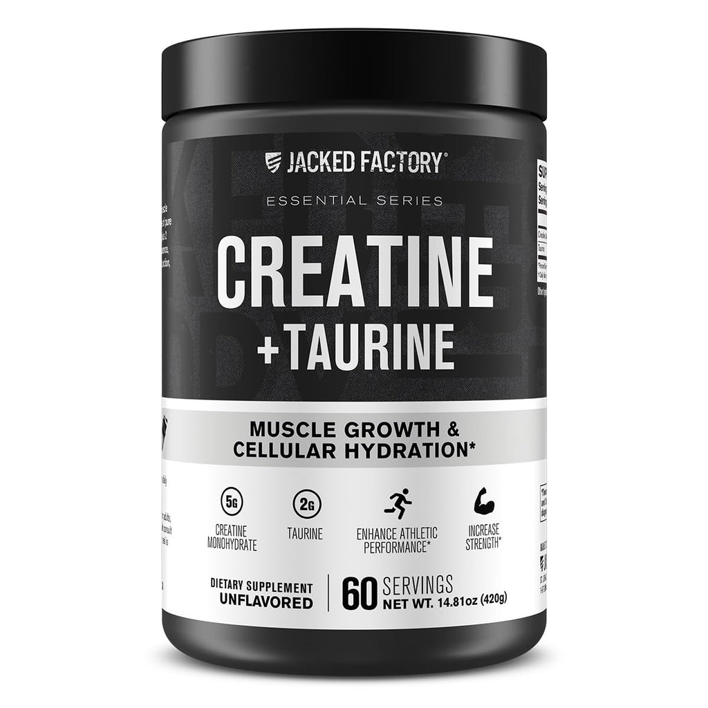 Discover Jacked Factory Creatine Taurine, a premium import for muscle growth and hydration, available at Curat Cart.