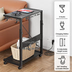Stylish JANE EYRE Computer Tower Stand with adjustable height, charging station, and lockable wheels. Available at Curat Cart.