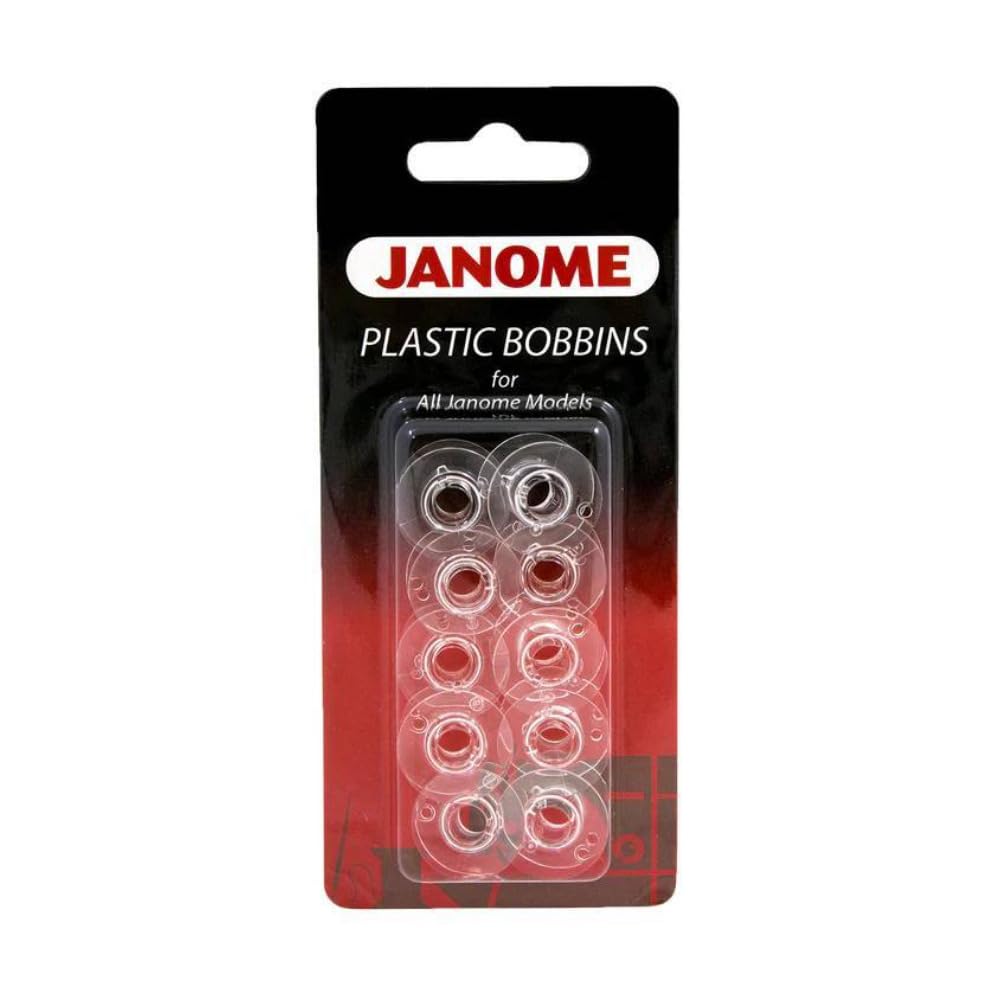 Premium imported Janome Plastic Bobbins for all Janome models, available at Curat Cart. Enhance your sewing experience today.