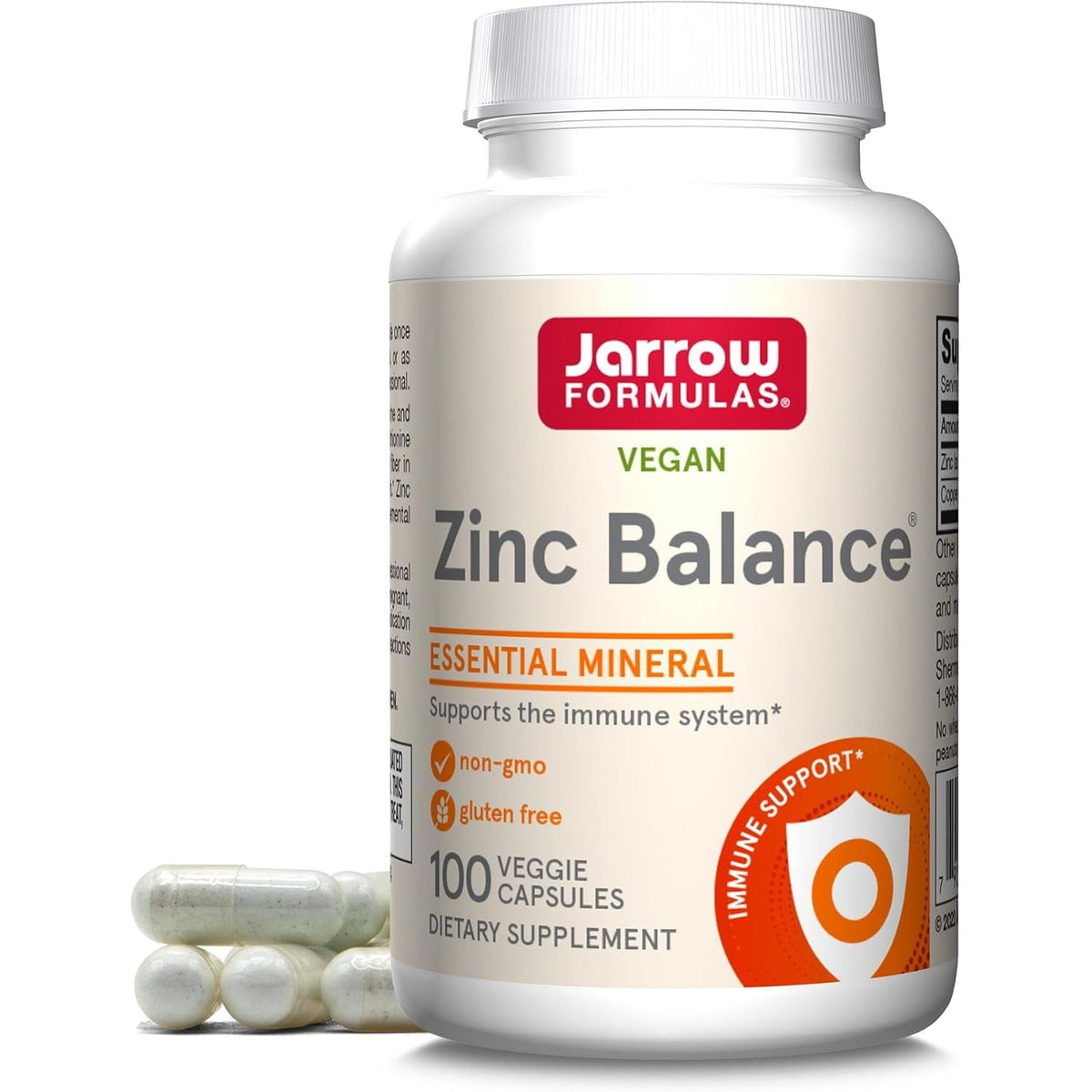 Authentic Jarrow Formulas Zinc Balance, 100 vegan capsules supporting immune health. Non-GMO and gluten-free.