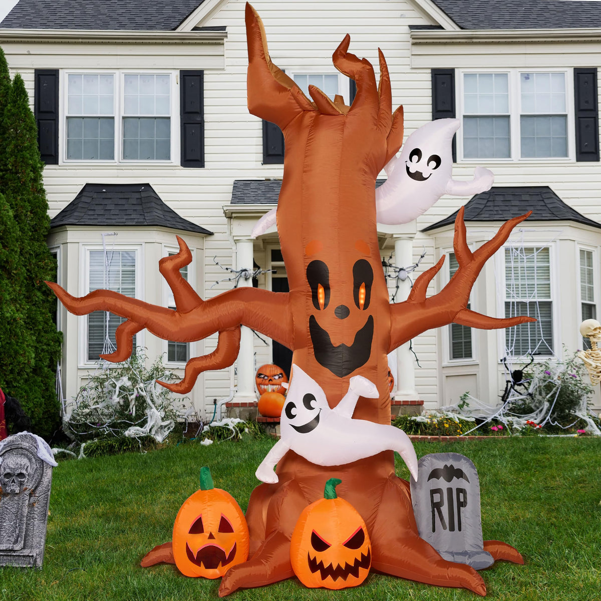 Joiedomi Halloween Inflatable Tree with ghosts and pumpkins, 100% Authentic, available at Curat Cart in India.