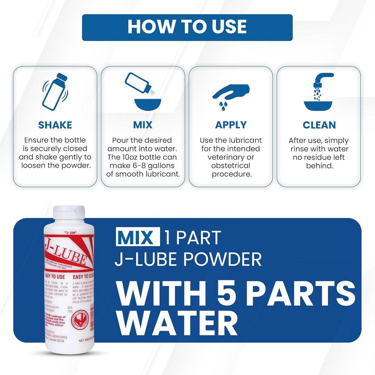 Premium imported JorVet J-Lube Powder: Mix with water for smooth lubrication. Ideal for veterinary use.