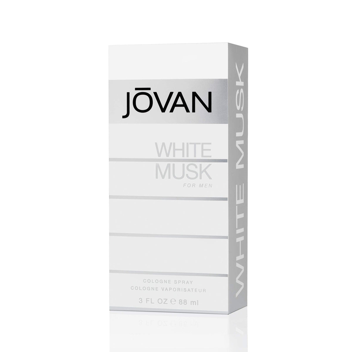 Jovan Musk for Men Eau de Cologne, sleek silver packaging, 3 fl oz, verified quality by CuratCart.