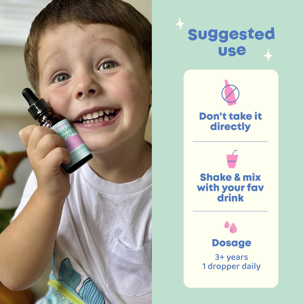 JoySpring BrainyBrocc Sulforaphane Drops, a premium imported health supplement for kids, available at Curat Cart. Perfect for daily use.