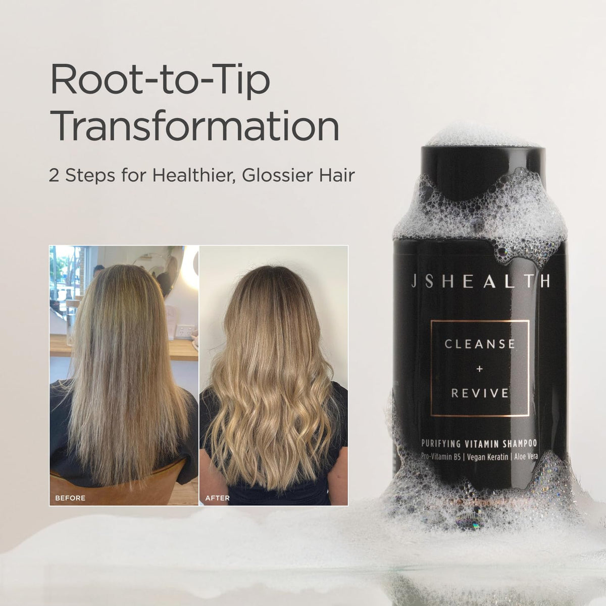 JSHealth Vitamin Shampoo delivers root-to-tip transformation for healthier, glossier hair. 100% Authentic, available at Curat Cart.