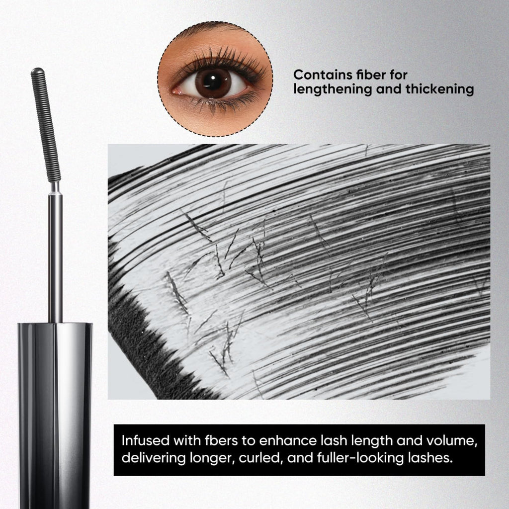 JUDYDOLL Waterproof Mascara offers fiber-infused formula for longer, curled, and fuller lashes, perfect for lasting wear.