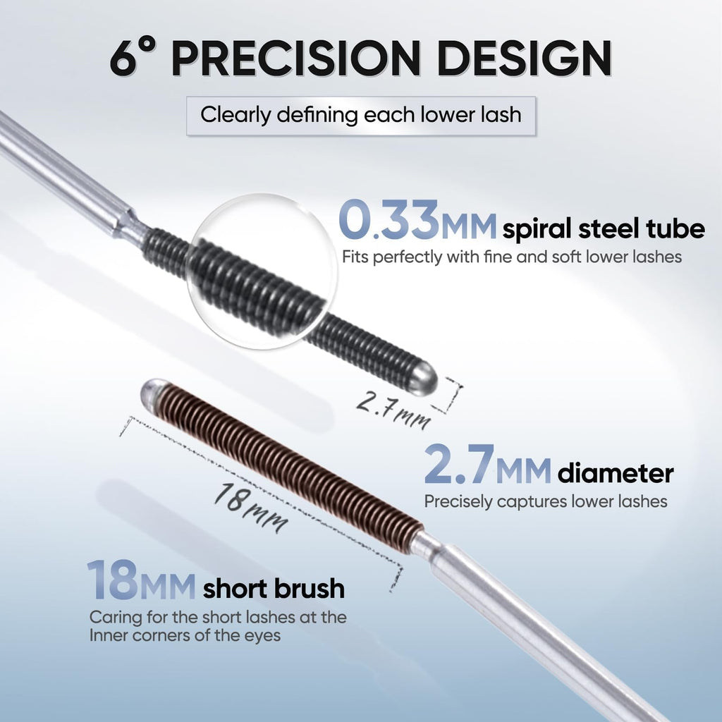 JUDYDOLL Waterproof Mascara features a 6° precision design with a spiral steel tube for defined, curled lower lashes.